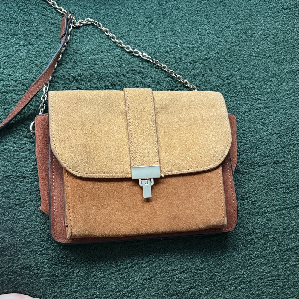 Mango Tan and Brown Suede Crossbody Bag